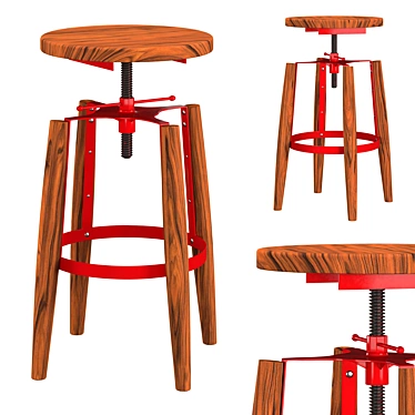 Modern Industrial Yun Bar Stools 3D model image 1 