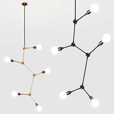 Tribeca Black Chandelier: Danish Design 3D model image 1 