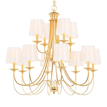 Rustic Elegance: 12-Light Mediterranean Style Chandelier 3D model image 1 