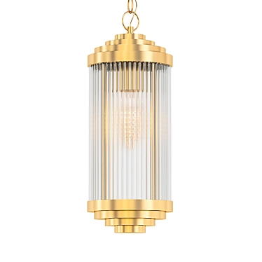 Brass Ribbed Glass Art Deco Suspension 3D model image 1 