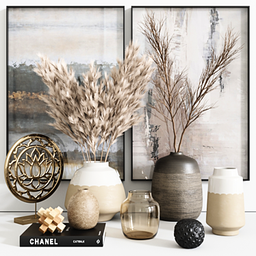 Pampa Grass Vase Décor: Stunning 3D Model 3D model image 1 