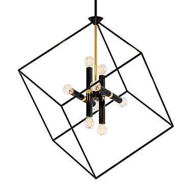 Modern Square Chandelier: Elegant Lighting Perfection 3D model image 1 