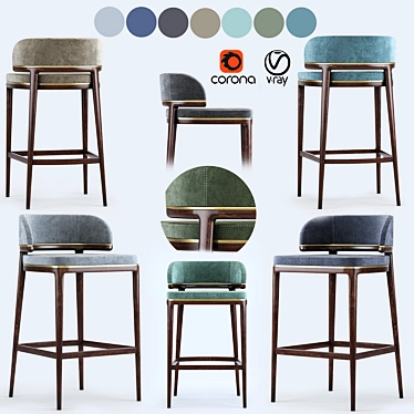 Aster Grange Bar Stool: Sleek and Stylish Seating 3D model image 1 