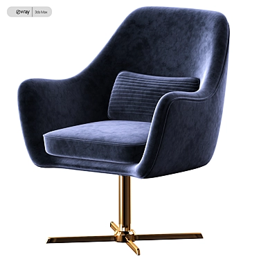 Plush Velvet Swivel Lounge Chair 3D model image 1 