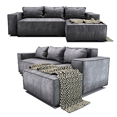 Modern Cozy Sofa with Plaid 3D model image 1 