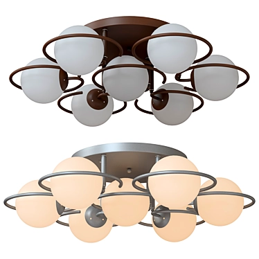 Modern Black and White Ring Chandelier 3D model image 1 