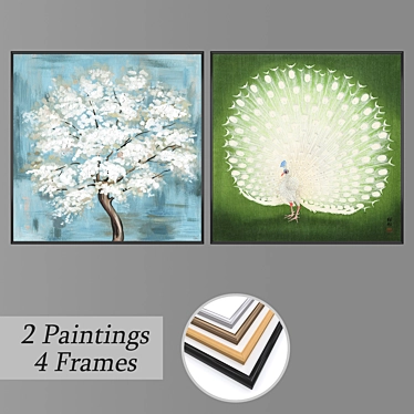 Elegant Set of Wall Paintings 3D model image 1 