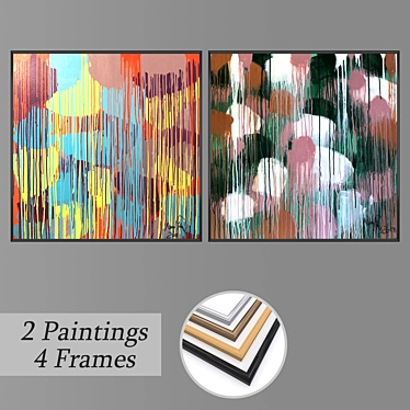 Artistic Wall Decor Set with Frames 3D model image 1 