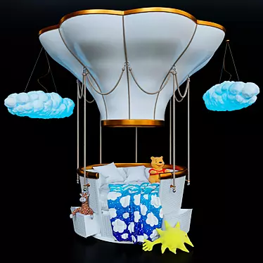 Fantasy Air Balloon Crib: Whimsical and Romantic Flight 3D model image 1 