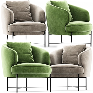 Elegant Emerald Velvet Accent Chair 3D model image 1 