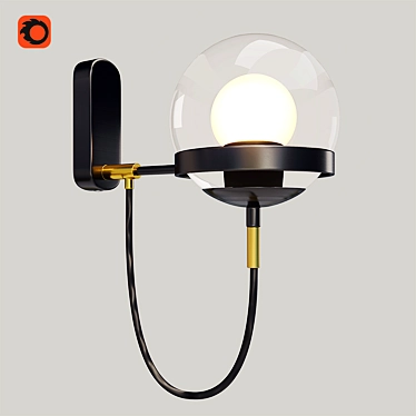 Dexter Glass Orb Wall Light: Sleek E27 Screw Fitting 3D model image 1 