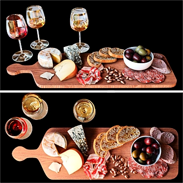 Savor Meat Platter: Sausage, Cheese, Fruits, Garlic, Olives, and More 3D model image 1 