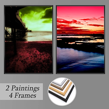 Modern Wall Art Set with Multiple Frames 3D model image 1 