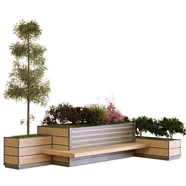 Green Oasis Tree Bench Set 3D model image 1 