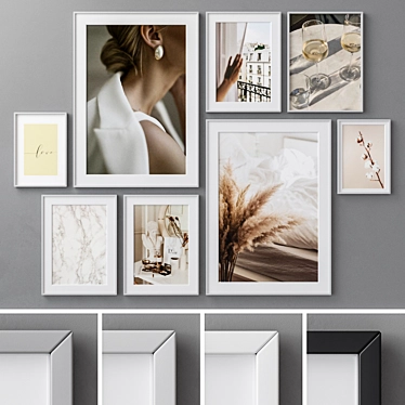 Modern Abstract Photo Frames Set 3D model image 1 