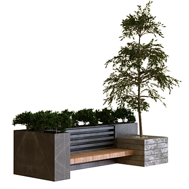 Botanical Bench Set - 3 Plant Trees 3D model image 1 