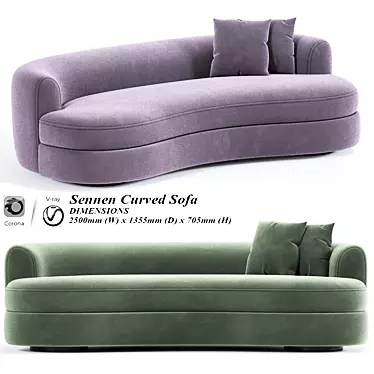 Modern Curved Sofa: Sennen 3D model image 1 