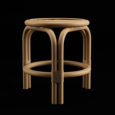 Rustic Rattan Low Bar Stool 3D model image 1 