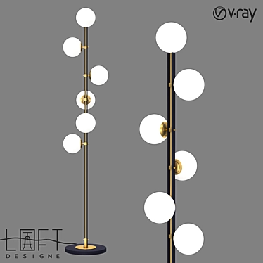 TORCH LoftDesign 852 - Industrial Style 6-Light Chandelier 3D model image 1 