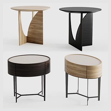 Geometric Black Oak Accent Table 3D model image 1 