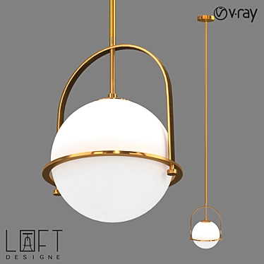 Suspended Glass and Metal Loft Light 3D model image 1 