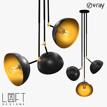 Suspended Metal Loft Light 3D model image 1 