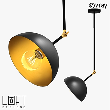 Sleek Metal Pendant Light 3D model image 1 