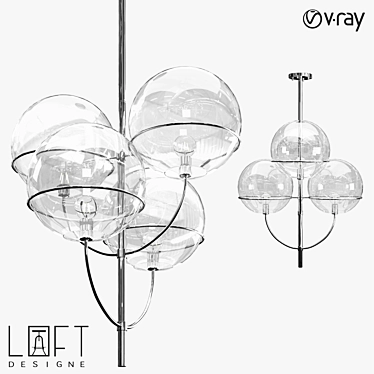 Modern Loft Glass and Metal Pendant Light 3D model image 1 