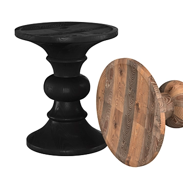 Bishop Ottoman: Stylish Industrial Wood Design 3D model image 1 