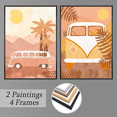 Versatile Wall Art Set with Multiple Frame Options and High-Quality Textures 3D model image 1 