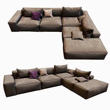 Casa Corner Sofa w/ Pouf: Stylish & Spacious 3D model image 1 