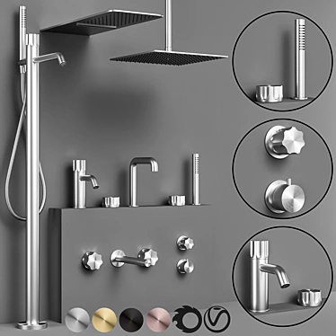 Quadro Modo Bathroom Faucet Set 3D model image 1 
