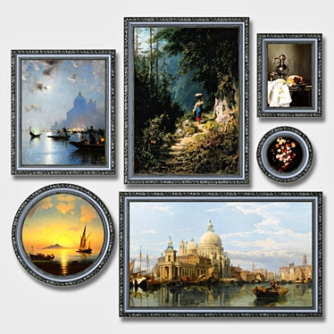 Classic Art Set: Framed Paintings 3D model image 1 