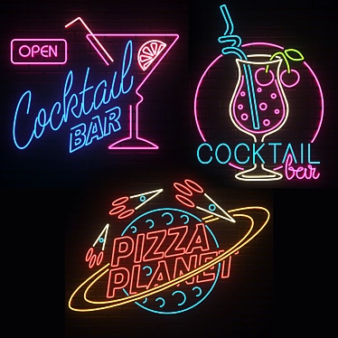 Neon Signs Set: Customizable & Vibrant 3D model image 1 