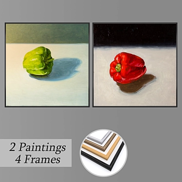 Modern Wall Art Set with Frames 3D model image 1 