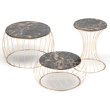 Elegant Marble and Metal Tables 3D model image 1 