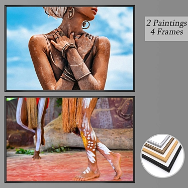 Artful Set: Dual Paintings & Frame Options 3D model image 1 