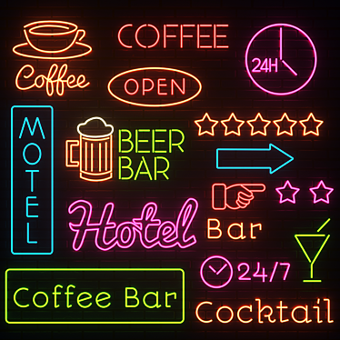 Glowing Sign Collection 3D model image 1 