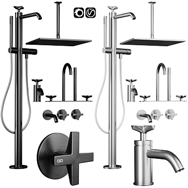 Elegant Cross Faucets Collection 3D model image 1 