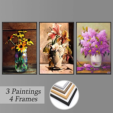 Elevate Your Walls: Set of 3 Paintings 3D model image 1 