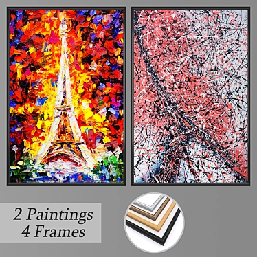 Modern Wall Paintings Set 3D model image 1 