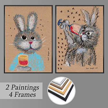 Wall Painting Set with Versatile Frames 3D model image 1 