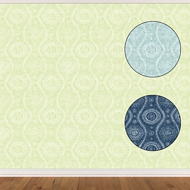 Seamless Wallpaper Set: 3 Color Options 3D model image 1 