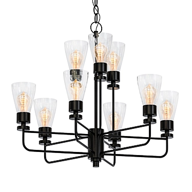Industrial Iron Clear Glass Chandelier 3D model image 1 