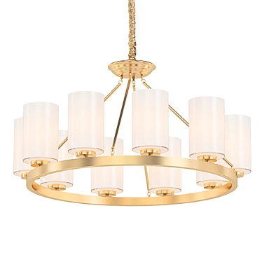 Elegant Round Glass Copper Chandelier 3D model image 1 