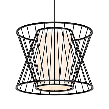 Bamboo Iron Cage Pendant Light 3D model image 1 