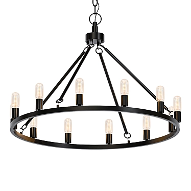 Viviana Black 12-light Metal Chandelier 3D model image 1 