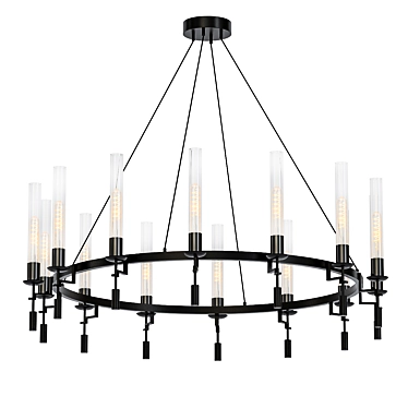 Elegant Black Fontanelle Chandelier 3D model image 1 