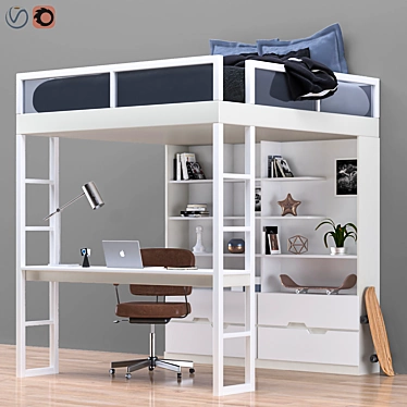 Versatile Bed & Workplace Solution 3D model image 1 