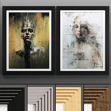 Elegant Art Frame 582: 2 Frames with 4 Texture Options - 50 * 70 cm 3D model image 1 